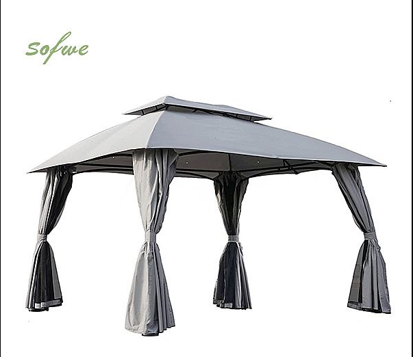 Double Ventilated Soft Top Gazebo with Curtains and Mesh